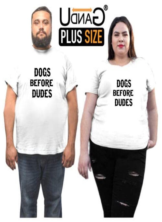 UDNAG Unisex Round Neck Graphic 'Dog | Dogs Before dudes1' Polyester T-Shirt White [Size XXS/34in to 7XL/56in] - Image 5